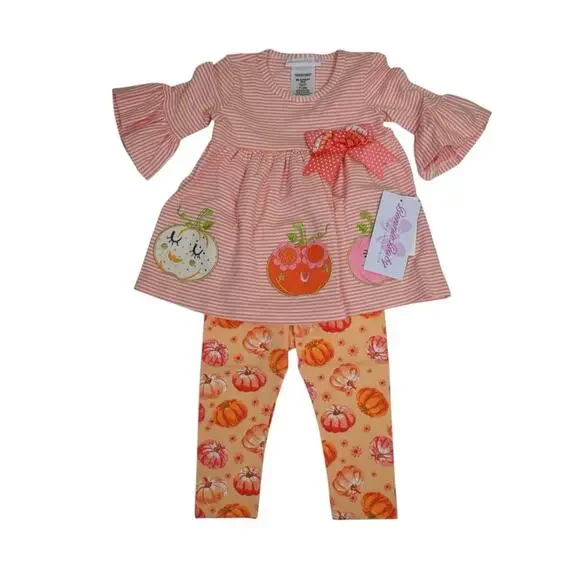 Bonnie Baby Pumpkin Appliqué Top & Leggings Set 12 Month NEW - Picture 2 of 10